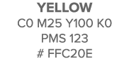 Yellow C0 M25 Y100 K0 pms 123 # ffc20e