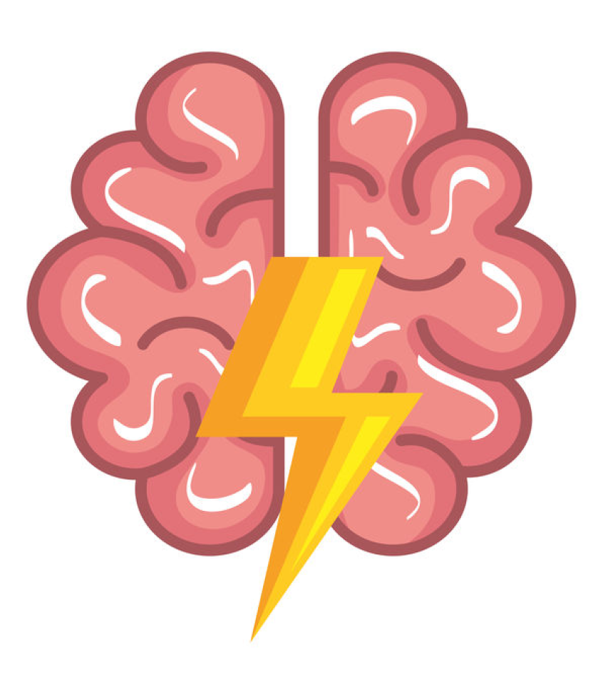 brain human organ with ray power vector illustration design