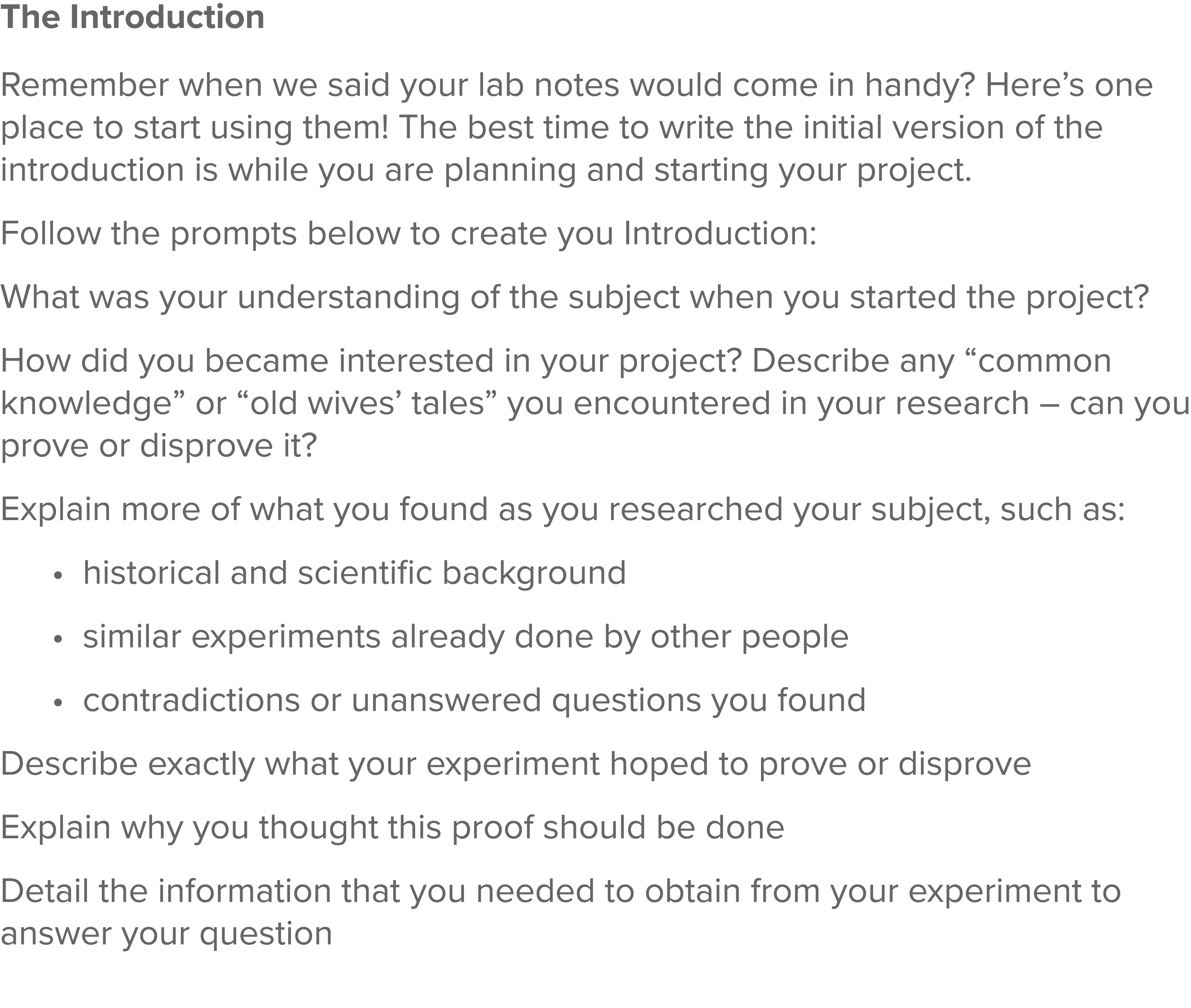 The Introduction Remember when we said your lab notes would come in handy  Here s one place to start using them  The    